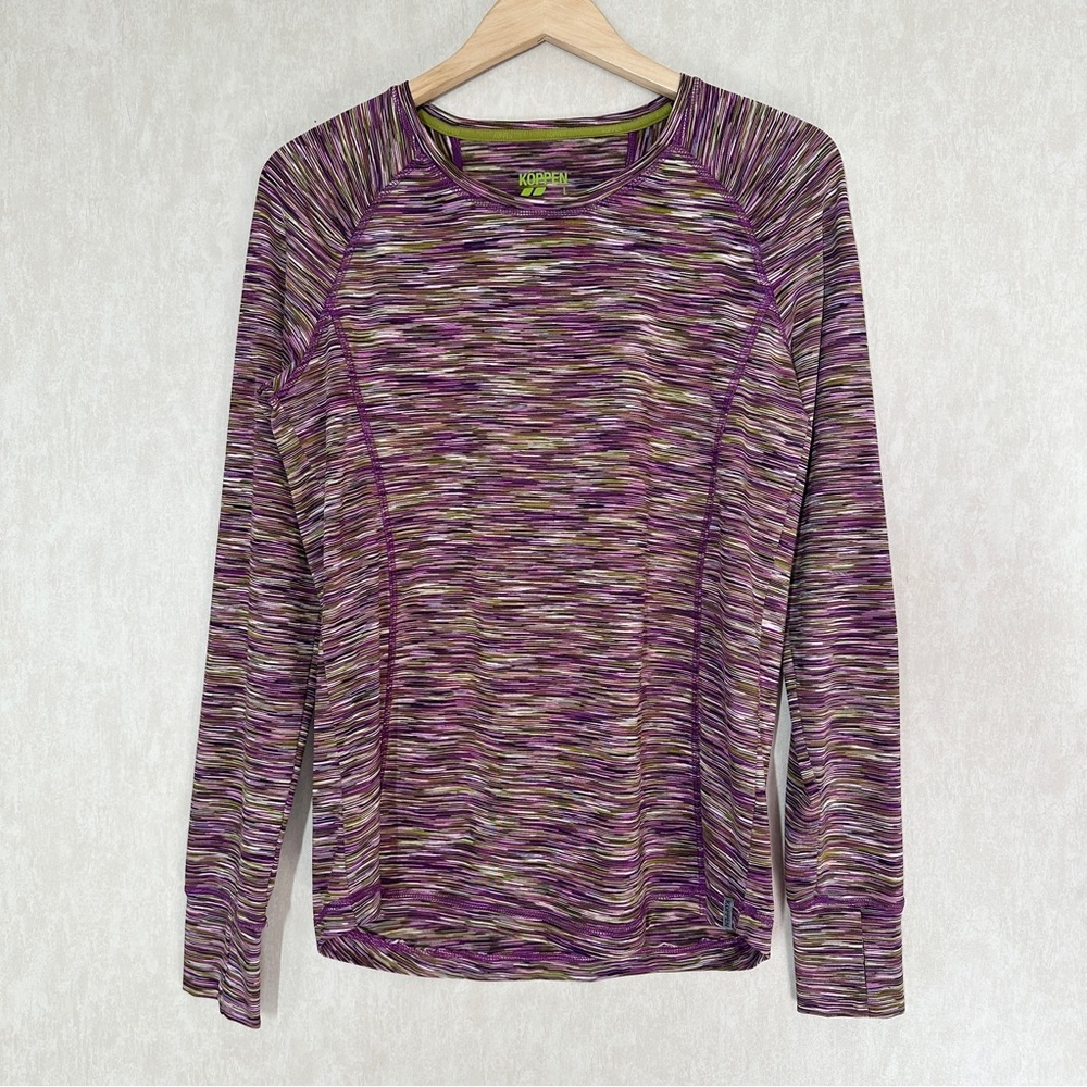 Koppen Women’s Space-Dye Longsleeve Shirt Top Thumbholes Athletic in Purple L